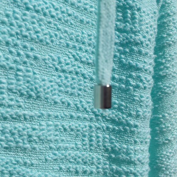 MULTIPLES Mint Green Hoodie Zip Jacket Kangaroo Pocket Fringe Medium - Picture 7 of 8